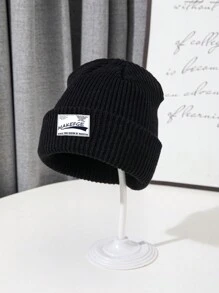 1pc Sports Elastic Extra Long Knit Beanie Cap, Warm Outdoor Skiing Hiking Cap With Cloth Label, MAKEFGE