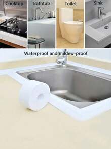 1 pieza de cinta sellante de silicona impermeable, resistente al moho, cortable, tira de sellado de pared, relleno de grietas en bordes de fregaderos y encimeras