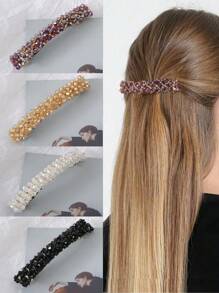 4pcs Crystal Beads Barrette Hair Clips, Super Shiny 4-Rows Crystal Hair Clips, Hair Accessories Claw Clips Hair Claws Hair Barrettes, School Stuff, Head Accessories, Hairpin, Bobby Pins - Multicolor - View 13