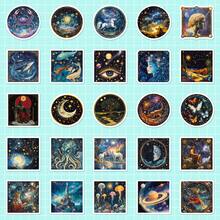 50 张美学贴纸，神秘夜空星座贴纸包，适用于水瓶派对装饰笔记本剪贴簿手提箱手机壳装饰，乙烯基防水美容贴纸，散装，适合青少年成人 - 彩色 - 查看 4
