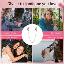 Exquisite Eternal Love Safety Chain Charm Pendant For Women's Bracelet Necklace Fine DIY 925 Sterling Silver Charms Jewelry Accessories Wedding Anniversary Gifts