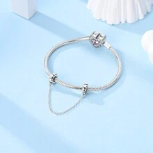 Exquisite Eternal Love Safety Chain Charm Pendant For Women's Bracelet Necklace Fine DIY 925 Sterling Silver Charms Jewelry Accessories Wedding Anniversary Gifts