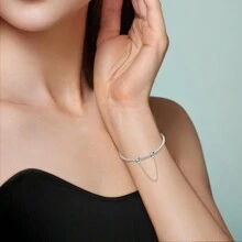 Exquisite Eternal Love Safety Chain Charm Pendant For Women's Bracelet Necklace Fine DIY 925 Sterling Silver Charms Jewelry Accessories Wedding Anniversary Gifts