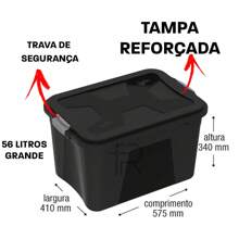 Kit With 6 Plastic Multipurpose Organizer Boxes 56 Liters With Lid - 黑色 - 查看 2