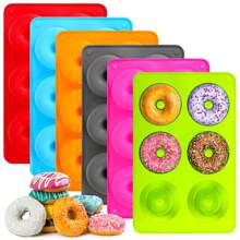 1Pc, Khuôn làm bánh Donut bằng silicon, Khuôn làm bánh Donut bằng silicon chống dính 6 ô cho bánh Donut, bánh mì tròn để nướng, Nhà bếp, Dễ vệ sinh và máy rửa chén - Nhiều màu - Xem 7