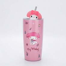 Sanrio 1 pieza Vaso con pajita de acero inoxidable de 600ml con diseño de Hello Kitty, regalo de cumpleaños para amigos