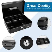 Eagle Cash Box With Money Tray, Money Box With Key Lock & Carrying Handle, Metal Safe Box For Money, Available In Medium Large - Red - View 5