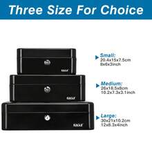 Eagle Cash Box With Money Tray, Money Box With Key Lock & Carrying Handle, Metal Safe Box For Money, Available In Medium Large - Red - View 2