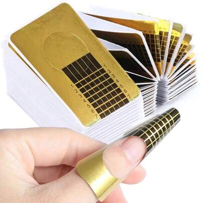 100 片法式美甲贴片丙烯酸 UV 凝胶延长卷发造型凝胶贴纸艺术美甲模板