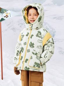 mini bala Raglan Sleeve Down Jacket For Boys And Girls Warm Winter Baby Collection - Gray Green Tone - View 3