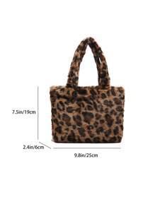 1pc Brown Leopard Print Plush Hand Bag, Wristlet Pouch, Casual Multi-Purpose Clutch Bag For Women, Leopard Print Purse For Women Leopard Comeback, New Fall Winter Tiger Print Bag For Women, New Fall Winter Cheetah Print Purse For Women , Leopard Cheetah Print - Brown - View 4