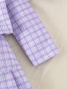 3 pièces Ensemble veste à manches longues, Top à manches longues et jupe plissée avec imprimé style uniforme scolaire élégant pour jeune fille, printemps/automne