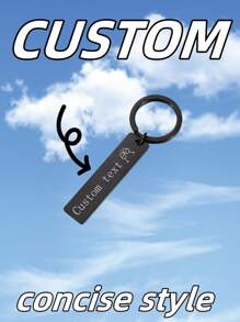 1 móc khóa thép không gỉ cá nhân hóa, móc khóa di động kiểu dáng đơn giản có khắc laser tùy chỉnh, lý tưởng cho Ngày của Cha, quà tặng tiệc, quà tặng doanh nghiệp - màu đen - Xem 3