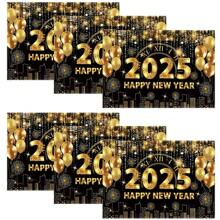 4/6 buc. La mulți ani 2025 Șervețe de loc Poliester Fundal pentru ocazii generale, decorațiuni festive pentru petreceri în interior, petrecere în bucătărie - Multicolor - Vizualizare 7