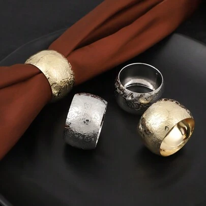 6pcs Elegant Metal Rose Flower Napkin Ring, High-End Suitable For Wedding Decor, Birthday, Hotel, Daily Use