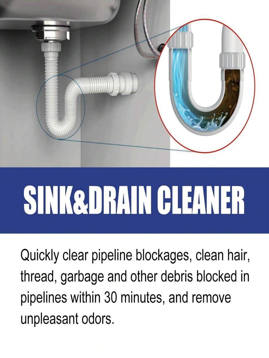 Drain Cleaner, Home Kitchen & Bathroom Clogged Drain Odor Remover ...