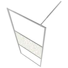 Walkin Shower Wall ESG Glass Stone Pattern 31.5x76.8 Stylish Modern Bathroom Design
