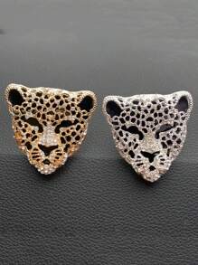 1pc Car Air Outlet Decoration Rhinestone Metal Large Leopard Head Car Air Conditioning Decoration