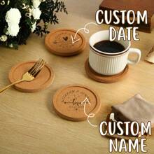 Miếng lót ly bằng gỗ khắc laser cá nhân hóa - Không gây tiếng ồn - Hoàn hảo cho bàn cà phê và bàn ăn. Món quà lý tưởng cho nhà mới, đám cưới, sinh nhật và là vật dụng không thể thiếu cho gia đình, Halloween, Giáng sinh, ngày lễ và kỷ niệm - màu gỗ - Xem 1