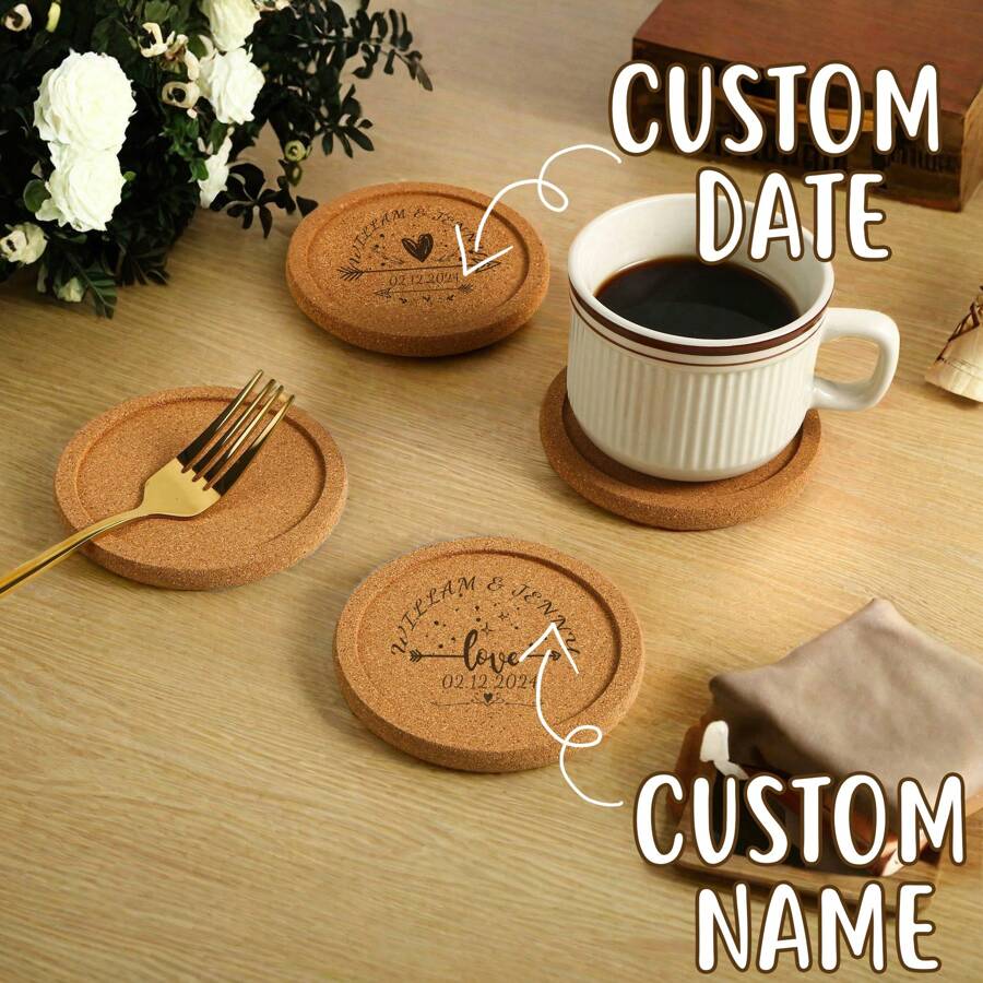 Miếng lót ly bằng gỗ khắc laser cá nhân hóa - Không gây tiếng ồn - Hoàn hảo cho bàn cà phê và bàn ăn. Món quà lý tưởng cho nhà mới, đám cưới, sinh nhật và là vật dụng không thể thiếu cho gia đình, Halloween, Giáng sinh, ngày lễ và kỷ niệm - màu gỗ - Xem 1