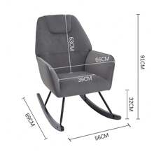 Living And Home Comfy Grey Nursery Rocking Chair - Grey 66cm W x 89cm D x 91cm H - View 10