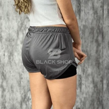 KIT 2 Women's Shorts 2 In 1 Men's Gym Bermuda Running Training With Elastane - 0.霧綠 - 查看 4