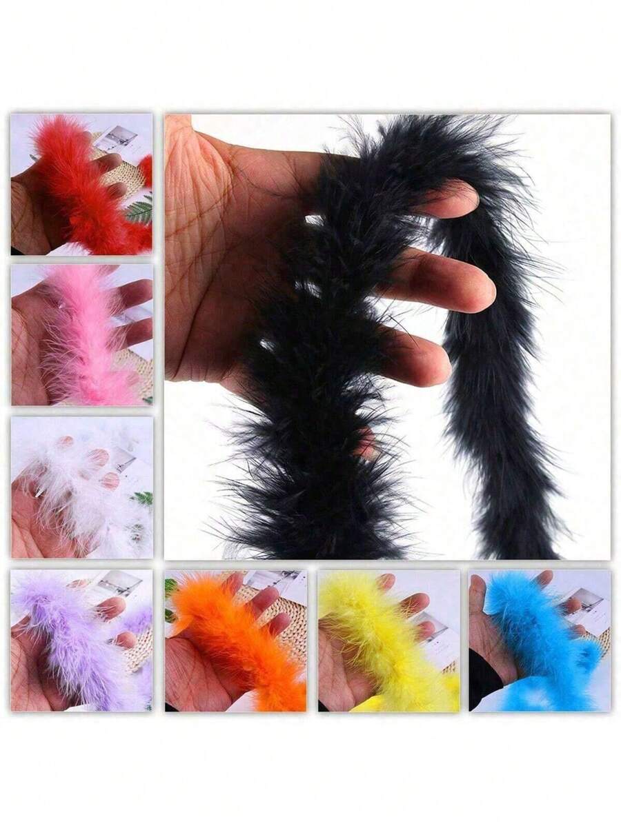 羽毛绳丝带，精美装饰，适用于 DIY 工艺品、圣诞节、新年配件，2 米/条