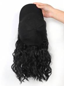 合成假发 一体式帽子假发 Popo 短卷发 女士 8 英寸黑色棒球帽 棕色假发 耐热丝绸假发帽 可调节尺寸 适合日常佩戴 假发帽 卷发假发 短假发 合成假发 卷发假发帽 假发黑色 - 黑色 - 查看 5