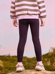mini bala Girls' High-Waisted Leggings 2024 Fall/Winter Collection - Deep Purple - View 2