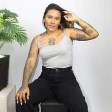 Women's Tank Top Thin Strap Basic Blouse - Xám - Xem 1