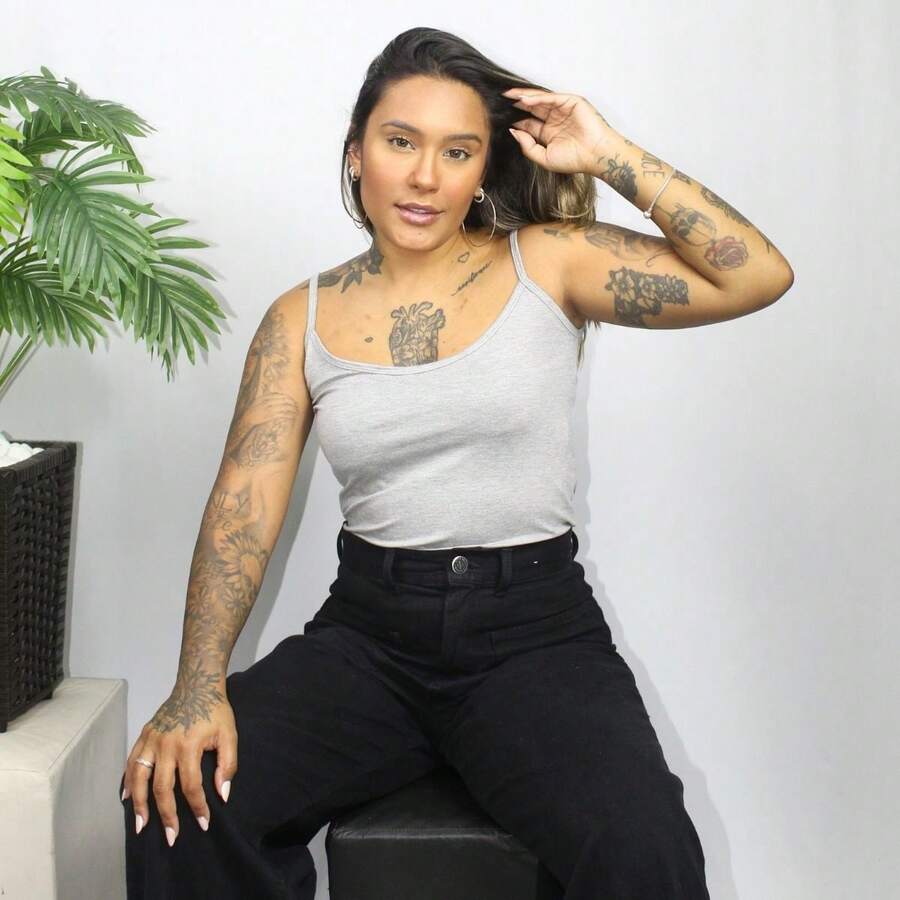 Women's Tank Top Thin Strap Basic Blouse - Xám - Xem 1