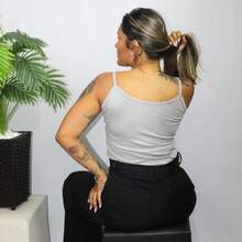 Women's Tank Top Thin Strap Basic Blouse - Xám - Xem 6