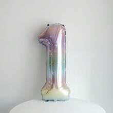 1pc 40-Inch Ombre Rainbow Giant Number Balloon, Photo Prop Birthday Decor