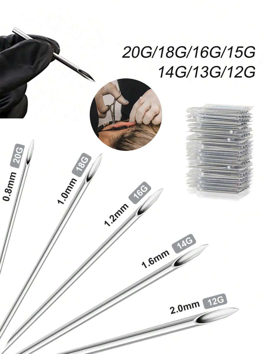 AVYRING 10 件装耳鼻穿刺针身体穿刺针纹身用品各种人体艺术穿刺针工具非酒精垫 - 彩色 - 查看 1