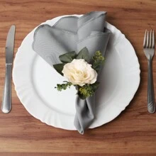 Kit Of 10 Fabric Napkins 35x35 For Table Setting Wedding Buffet Events - 灰色 - 查看 2