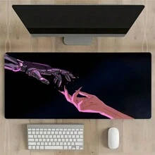 1 szt. Czarna mechaniczna duża podkładka pod mysz do gier, podkładka pod klawiaturę komputera, dotykająca palców, gumowa, antypoślizgowa podkładka biurowa, akcesoria do biur, gier, prezentów, rozmiar 35,4 x 15,7 cala, podkładka pod mysz do gier na powrót do szkoły