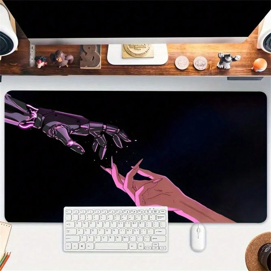 1 szt. Czarna mechaniczna duża podkładka pod mysz do gier, podkładka pod klawiaturę komputera, dotykająca palców, gumowa, antypoślizgowa podkładka biurowa, akcesoria do biur, gier, prezentów, rozmiar 35,4 x 15,7 cala, podkładka pod mysz do gier na powrót do szkoły