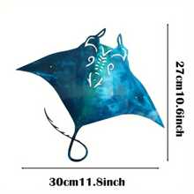 HELLOYOUNG 1入組金屬魔鬼魚牆藝懸掛裝飾，海岸懸掛裝飾海濱別墅標誌，海洋主題嬰兒淋浴禮物 - 藍色 - 查看 11