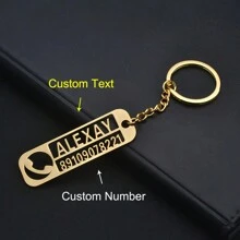 Custom Phone Numbers Name Keychain For Women Men Stainless Steel Customized Car Key Chain Personalized Keyring Jewelry Trinket - Multicolor - View 10