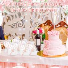 30 pezzi di regali per gli ospiti di una festa, apribottiglie a forma di farfalla con portachiavi, biglietti regalo e sacchetti di organza per una festa di compleanno di 15 anni, regali per gli ospiti per il ritorno a scuola