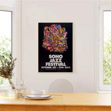 1-6 pezzi cartellone d'arte vintage con tema del festival di musica jazz, pubblicità di Parigi degli anni '70, pittura su tela per decorazione da parete del soggiorno, senza cornice