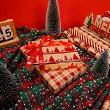 3pcs/Set Christmas Wrapping Paper - Red Stripe, Christmas Tree & Reindeer, Plaid Pattern - Each Roll 17in X 120in, Christmas Gift Box, Party Favor Wrapping Paper Rolls, 3 Designs