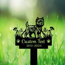 1 件定制缅因猫纪念桩金属标牌 - 个性化缅因金属名称标牌带桩 - 猫宠物金属桩标牌艺术装饰，狗桩金属标牌，定制马耳他犬金属纪念花园桩纪念桩装饰同情狗丢失礼物个性化宠物墓碑名称标牌 - 黑色 - 查看 7