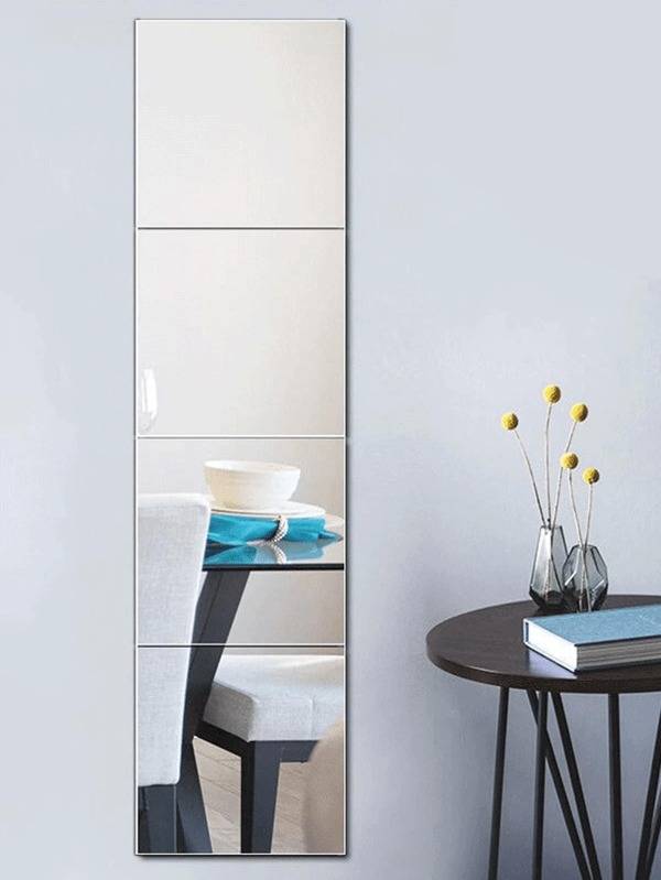 4/8 peças adesivos de espelho quadrado moderno para decoração de casa, acessórios para sala de estar e quarto, melhores presentes para dia dos namorados, aniversário e formatura