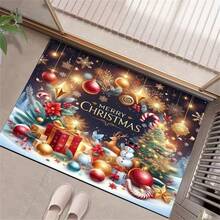 圣诞水晶天鹅绒防滑耐磨防脏快干垫，浴室卧室厨房入口门垫，防滑浴室地毯，节日地毯 - 聖誕節多彩鈴鐺 - 查看 8