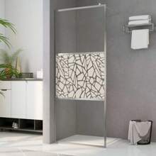 Walkin Shower Wall ESG Glass Stone Pattern 31.5x76.8 Stylish Modern Bathroom Design