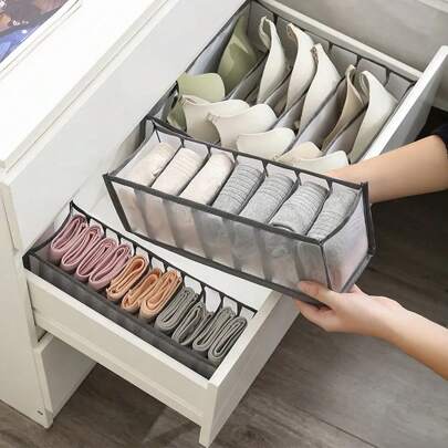 1pc/3pcs Fabric Storage Bag, Casual Home Convenient Storage Underwear Pants Clothes Underwear Storage Compartments Drawer Clothing Compartments Bag Household Wardrobe Jeans Storage Box