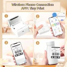 Imprimante d'autocollants mini, imprimante thermique de poche avec papiers thermiques, imprimante portable Notebuddy pour notes d'étude, DIY, scrapbooking, journal, mémo, liste, imprimante d'autocollants sans encre pour téléphone et tablette, impression sur le pouce, cadeaux pour la rentrée scolaire, Halloween, Thanksgiving, Noël, anniversaire et autres occasions spéciales, connexion avec l'application "Tiny Print"