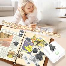 Imprimante d'autocollants mini, imprimante thermique de poche avec papiers thermiques, imprimante portable Notebuddy pour notes d'étude, DIY, scrapbooking, journal, mémo, liste, imprimante d'autocollants sans encre pour téléphone et tablette, impression sur le pouce, cadeaux pour la rentrée scolaire, Halloween, Thanksgiving, Noël, anniversaire et autres occasions spéciales, connexion avec l'application "Tiny Print"