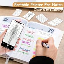 Imprimante d'autocollants mini, imprimante thermique de poche avec papiers thermiques, imprimante portable Notebuddy pour notes d'étude, DIY, scrapbooking, journal, mémo, liste, imprimante d'autocollants sans encre pour téléphone et tablette, impression sur le pouce, cadeaux pour la rentrée scolaire, Halloween, Thanksgiving, Noël, anniversaire et autres occasions spéciales, connexion avec l'application "Tiny Print"
